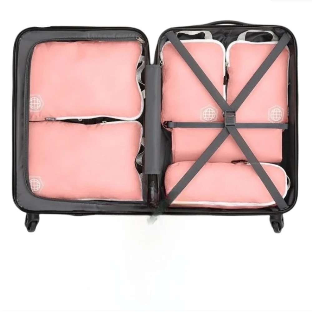 TRIPPED Compression Packing Cubes - 6-Piece Travel Essential Set - Dusty Rose